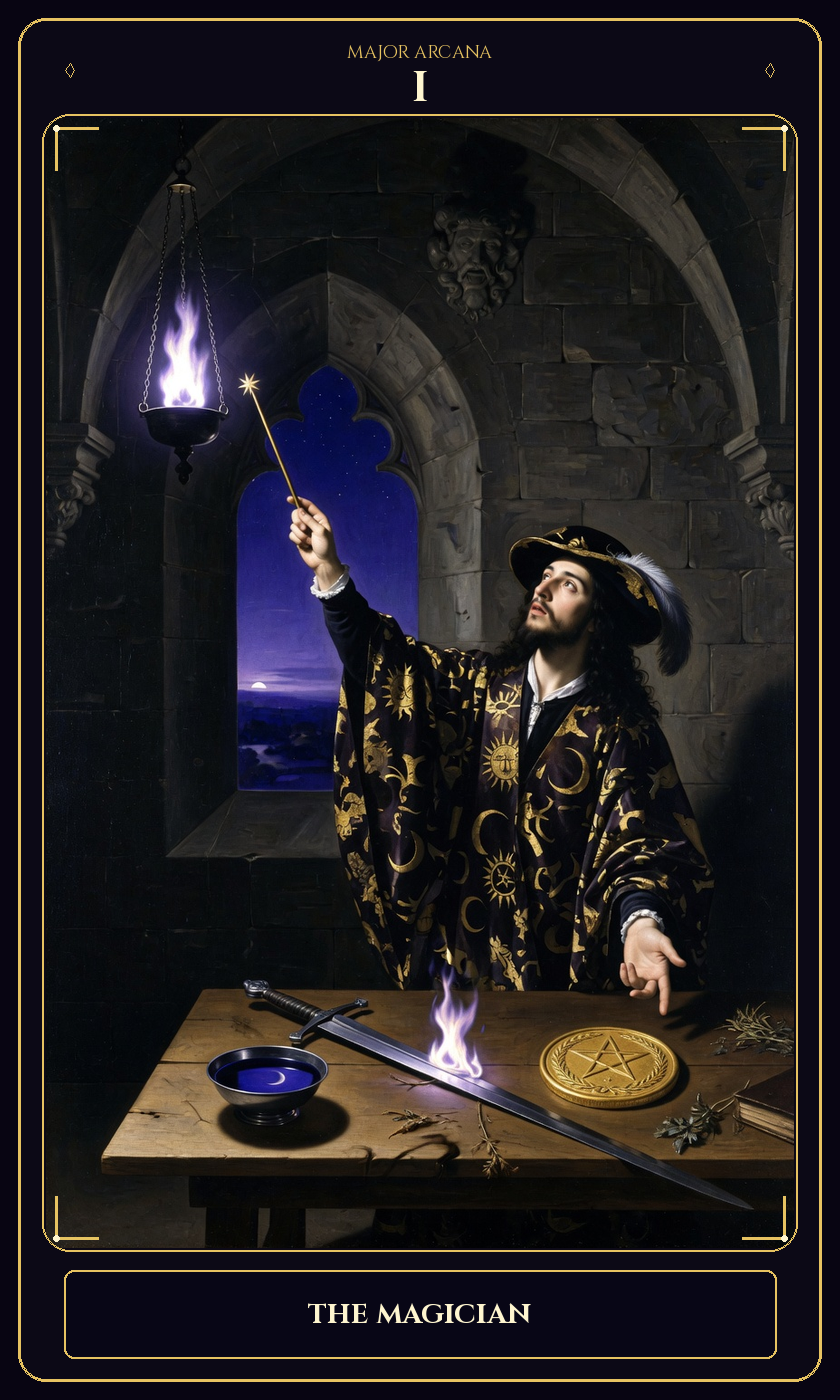 The Magician tarot card — Javane number 1 in the Flawless Gem deck
