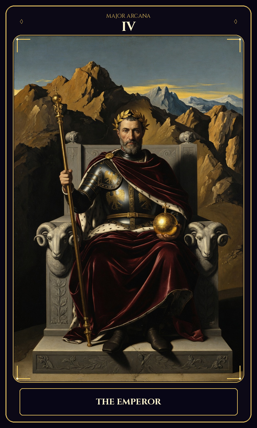 The Emperor tarot card — Javane number 4 in the Flawless Gem deck