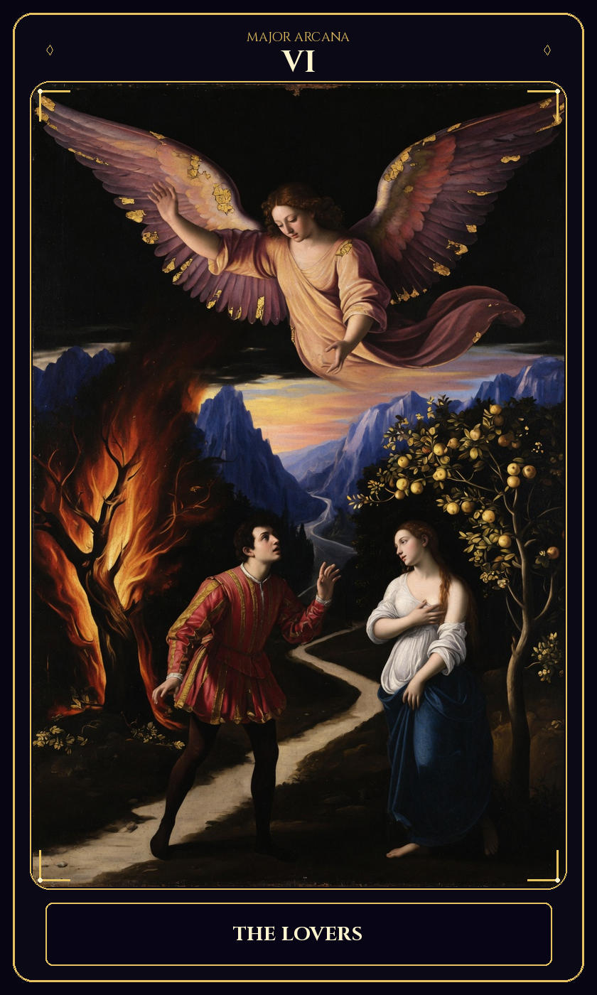 The Lovers tarot card — Javane number 6 in the Flawless Gem deck