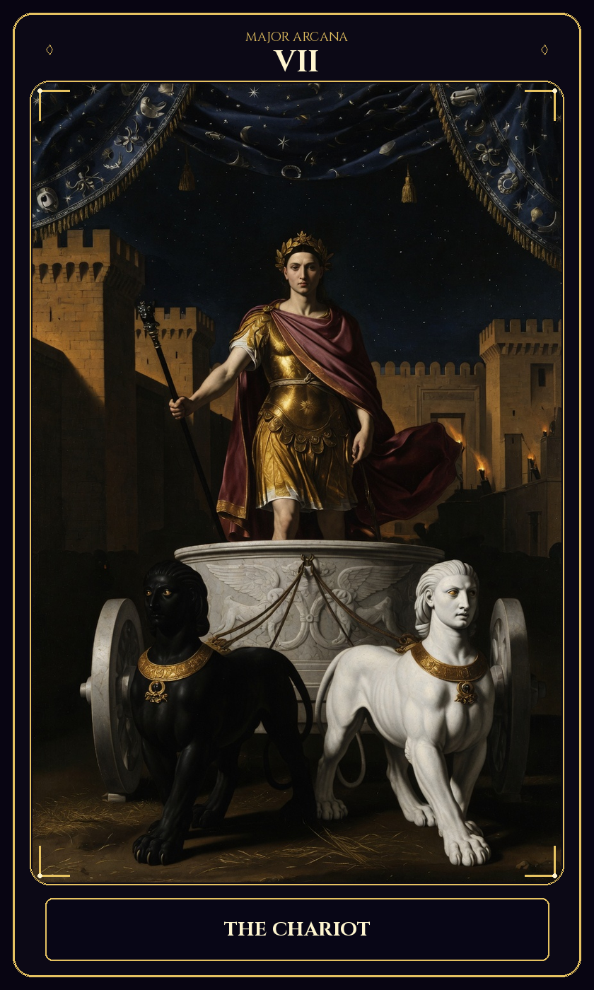 The Chariot tarot card — Javane number 7 in the Flawless Gem deck
