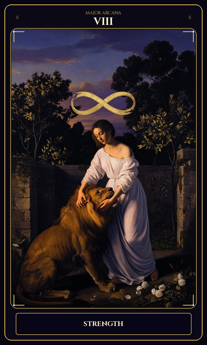 Strength tarot card — Javane number 8 in the Flawless Gem deck