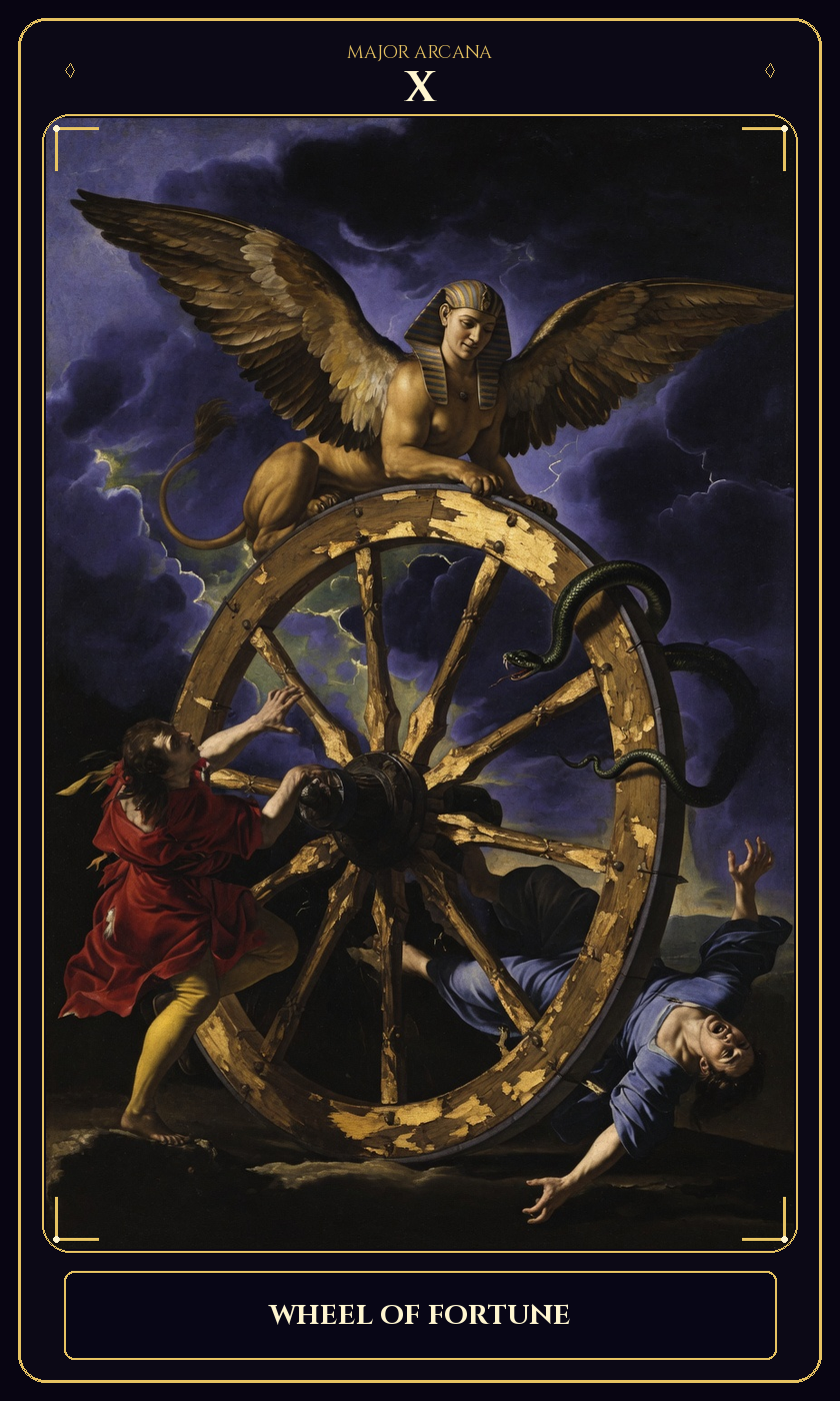 Wheel of Fortune tarot card — Javane number 10 in the Flawless Gem deck