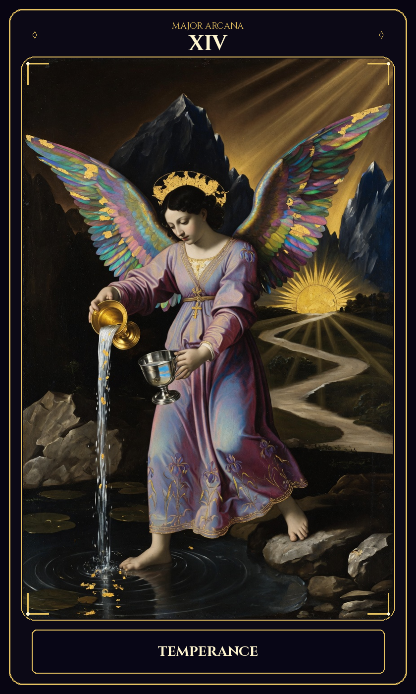 Temperance tarot card — Javane number 14 in the Flawless Gem deck