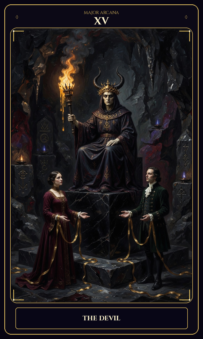 The Devil tarot card — Javane number 15 in the Flawless Gem deck