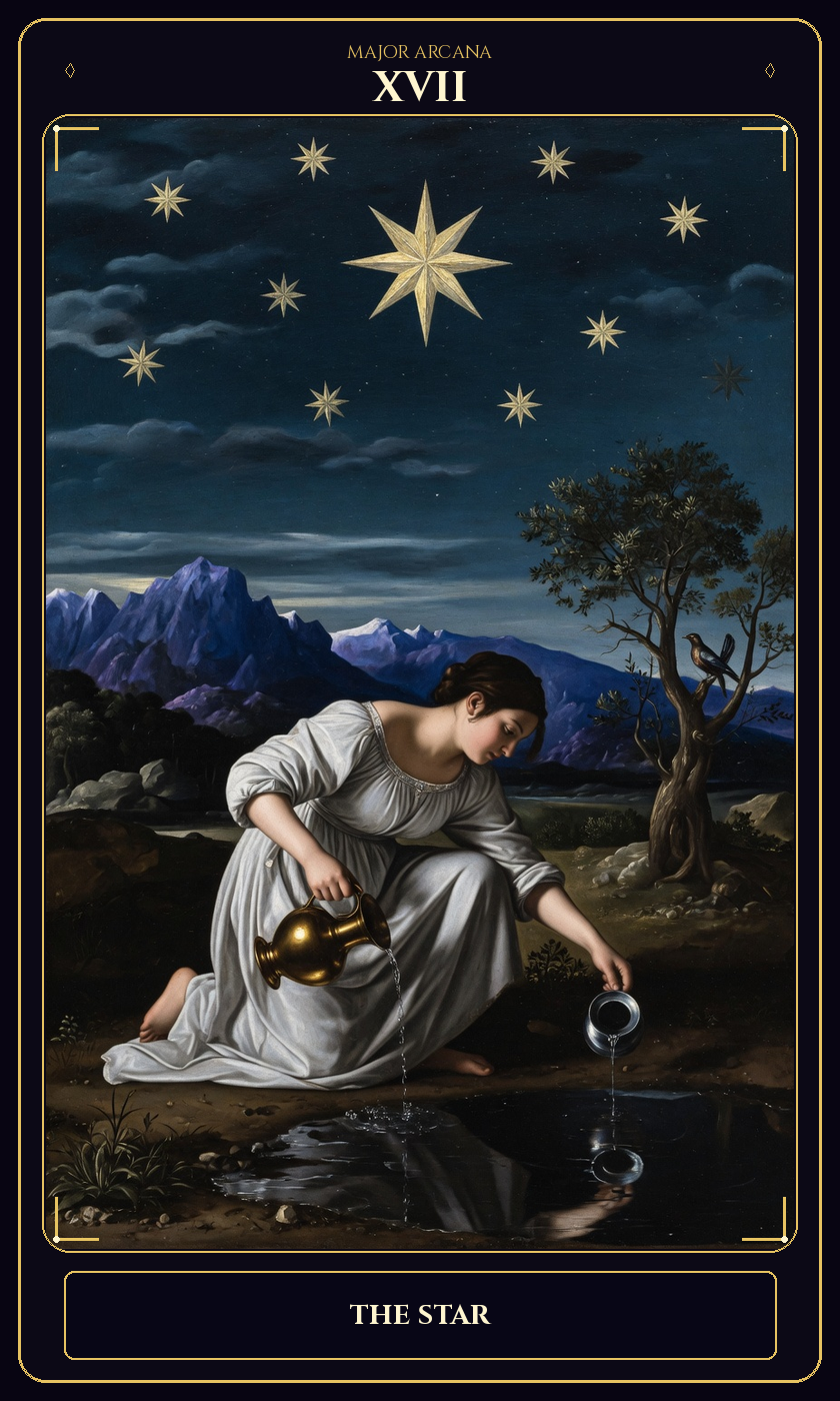 The Star tarot card — Javane number 17 in the Flawless Gem deck