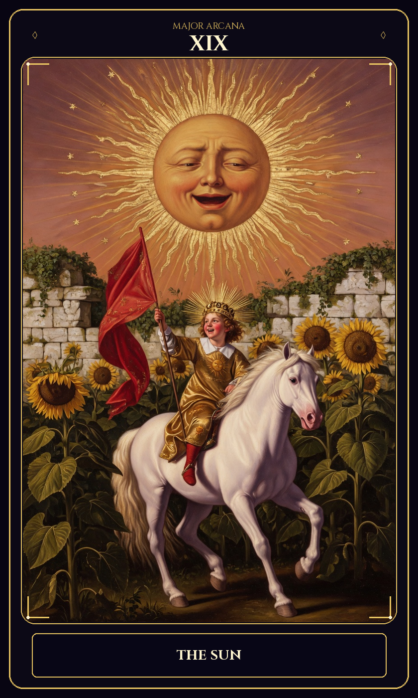 The Sun tarot card — Javane number 19 in the Flawless Gem deck