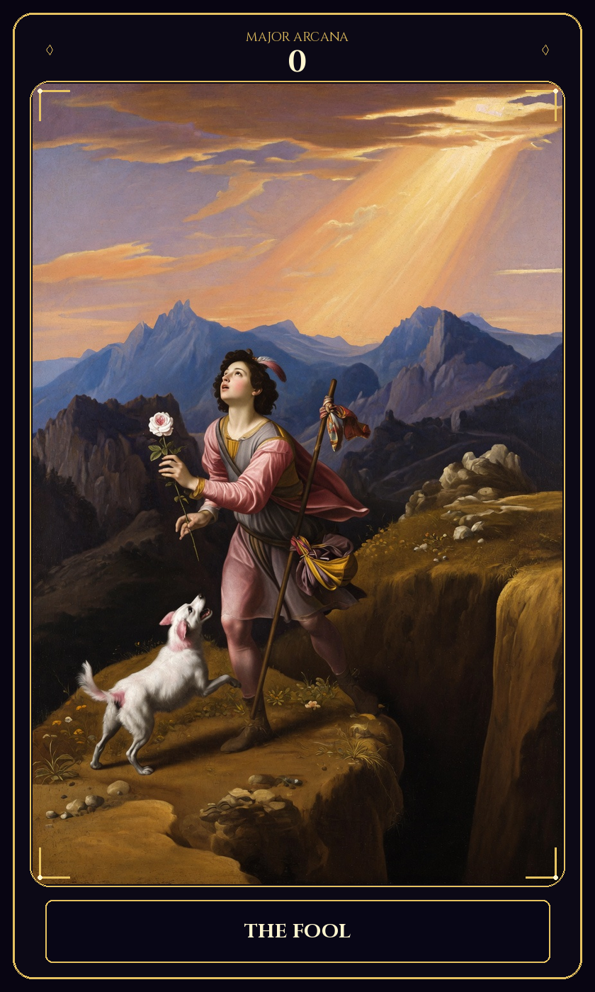 The Fool tarot card — Javane number 22 in the Flawless Gem deck