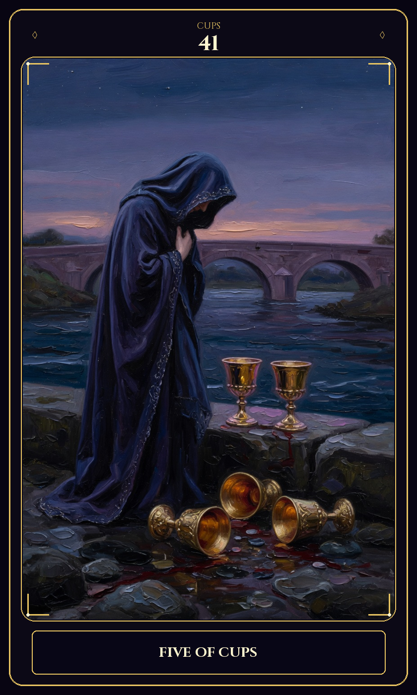 Five of Cups tarot card — Javane number 41 in the Flawless Gem deck
