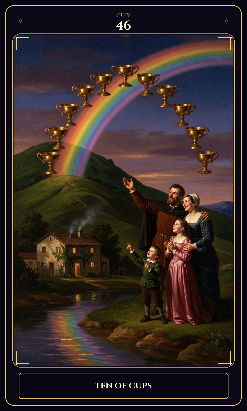 Ten of Cups tarot card — Javane number 46 in the Flawless Gem deck
