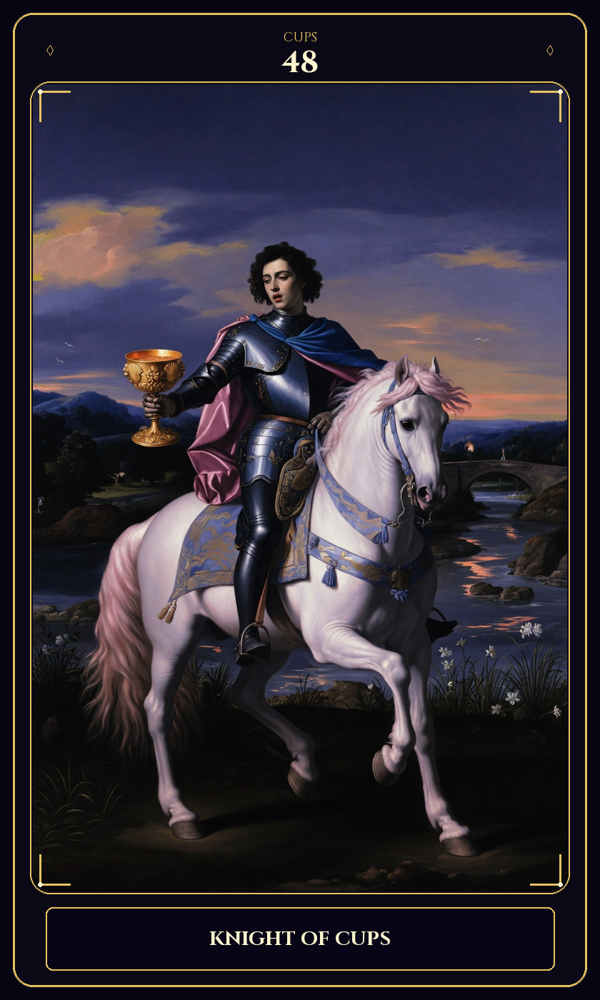 Knight of Cups tarot card — Javane number 48 in the Flawless Gem deck