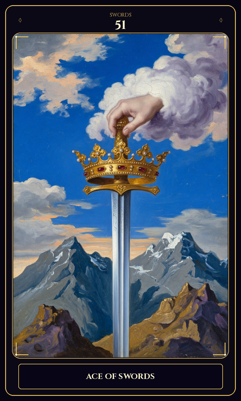 Ace of Swords tarot card — Javane number 51 in the Flawless Gem deck