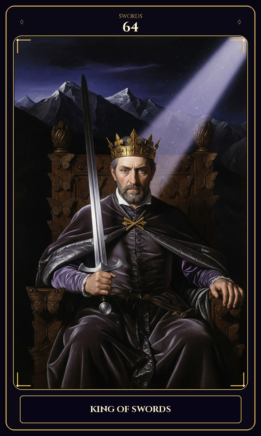 King of Swords tarot card — Javane number 64 in the Flawless Gem deck