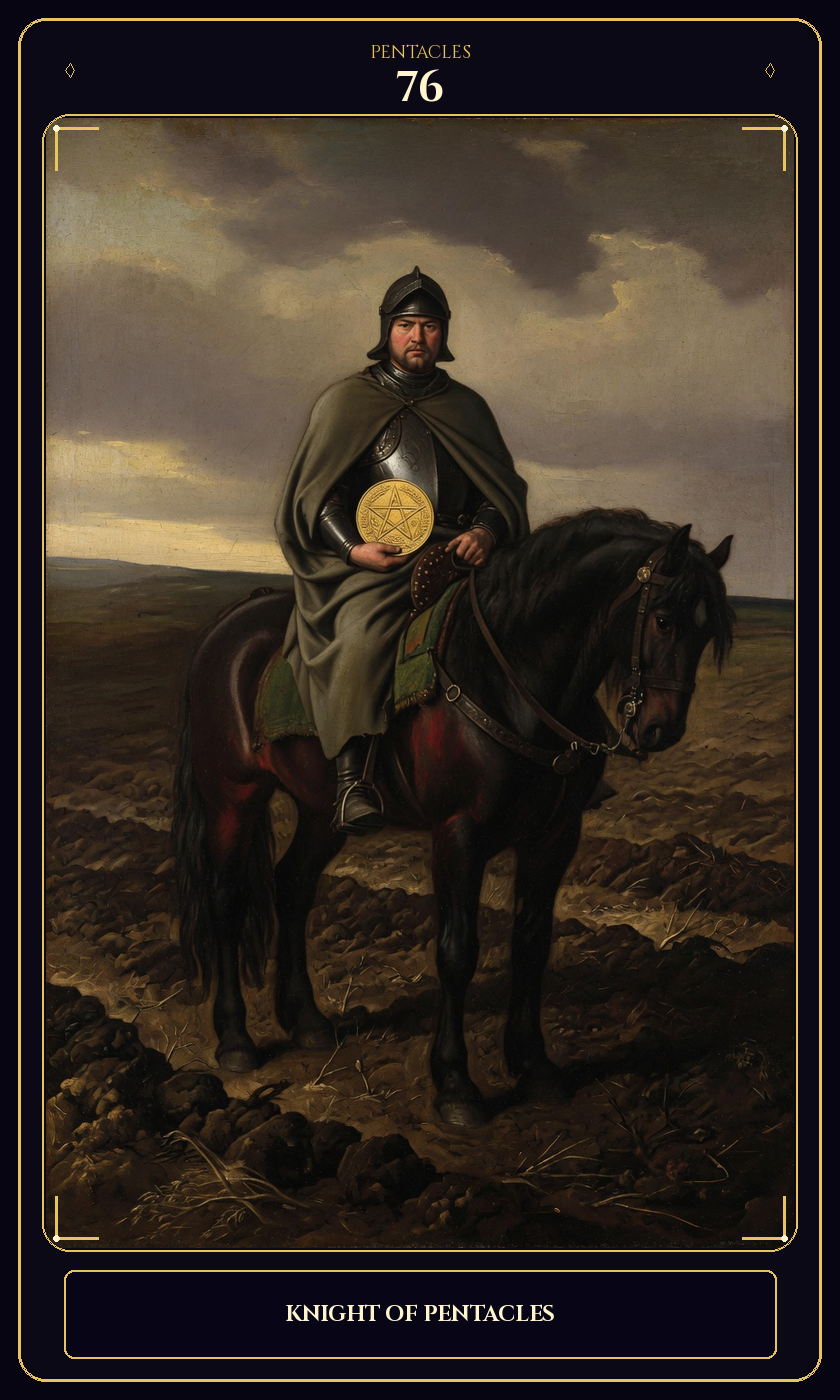 Knight of Pentacles tarot card — Javane number 76 in the Flawless Gem deck