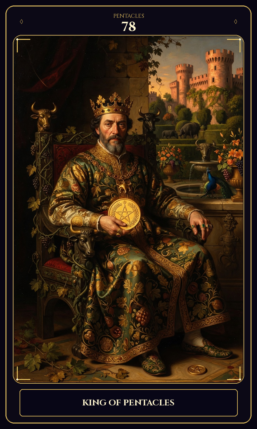King of Pentacles tarot card — Javane number 78 in the Flawless Gem deck